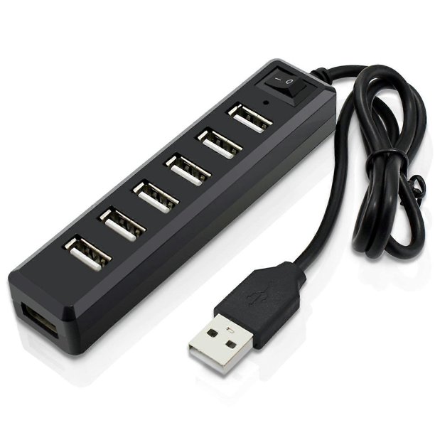 7-Port USB Hub, High Speed USB 2.0, Multi USB Hub, Splitter, Switch, Adapter Cable for Laptop, MacBook, Tablet