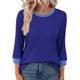 thumbnail image 5 of Camisas de vestir para mujer,Blusa informal de cuello redondo y manga 3/4 para mujer, tela suave de imitación de tela, cómoda para usar en casa, sopatenor, 5 of 9