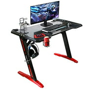 NEWPUTE Office Gaming Desk 43.31"x23.62" Z Shaped Home Office PC Computer Table with LED Lights Controller Stand Cup Holder Headphone Hook for E-Sport Racing Gamer Pro Gift?