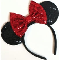 Red Sparkle Minnie Ears Headband, Red Sequin Mickey Ears Headband/Handmade/One Size fits All