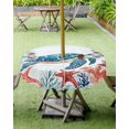 thumbnail image 4 of nqOlkjepod Teal Red Coastal Outdoor Tablecloth with Umbrella Hole & Zipper, Summer Beach Turtle Starfish Nautical Round Table Cover 60 Inch, Dining Waterproof Table Cloth Protector for Patio/Party, 4 of 7