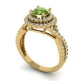 thumbnail image 2 of Clara Pucci 14K Yellow Gold Solid Gold Peridot Halo Anniversary Ring for Women - 1.3125 cttw Round Cut, 2 of 8