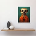 thumbnail image 2 of Meercat Portrait Orange Quilted Jacket on Teal Background Modern Artwork Art Print Framed Poster Wall Decor 12x16 inch, 2 of 5