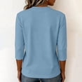 thumbnail image 4 of Women's Crew Neck 3/4 Sleeve T-Shirt, Loose Fit Casual Comfy Top, Soft Breathable Basic Tee for Daily Office Lounge Wear 17-Sky Blue M, 4 of 5