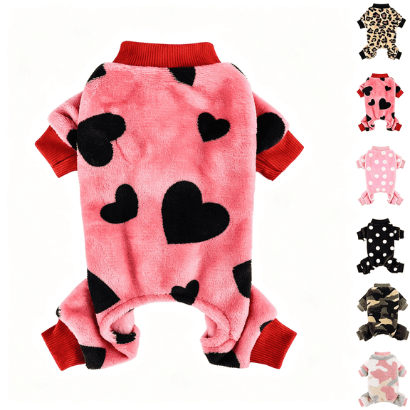 GASTROPOD Dog Sweater Dog Pajamas for Small Dogs Girl Boy Super Soft Warm Small Puppy Sweater Pjs Pet Clothes Doggie Jumpsuits Fleece Puppy Onesies Outfits for Chihuahua Yorkie,Red Heart,Xxs