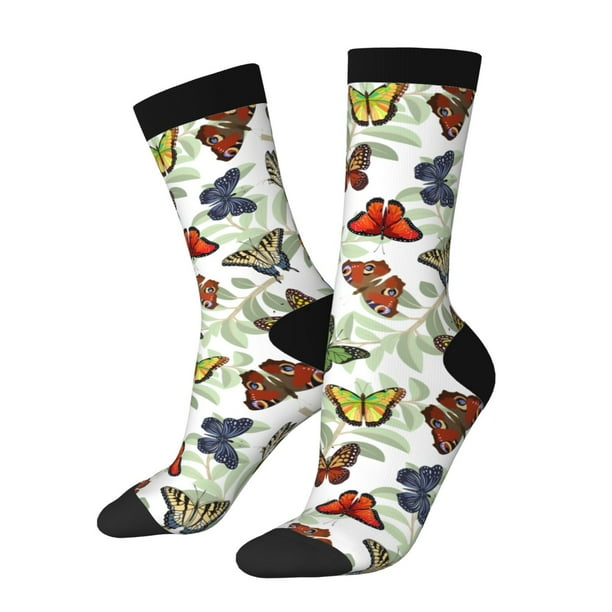 Balery Multicolored Butterflies Calcetas Largas con Estampado para Hombre y Mujer – Suaves y Transpirables, Talla Única (US 5-11)