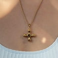 thumbnail image 4 of 18K Plated Gold Cross Necklace Chunky Cross Necklace Summer Necklaces Vintage Necklace Y2k, 4 of 5