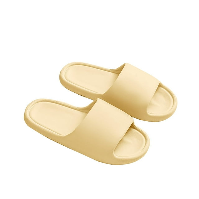 Mens and Womens Home Slippers Simplicity Solid Color Quick Drying Soft Sole Comfortable Non-Slip Indoor and Outdoor EVA Slippers Yellow-02