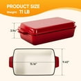 thumbnail image 3 of Hawsaiy Rectangular Enamel Dutch Oven with Ergonomic Binaural Handles, Perfect for All Stovetops and Oven Cooking, Red, 3 of 8