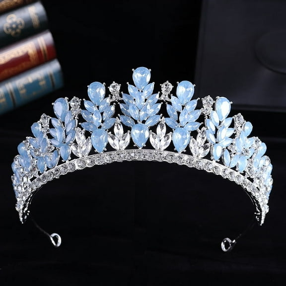Nvzi-a Wedding Tiara for Bride Princess Tiara Headband Bridal Crown,Crystal Rhinestone Hair Jewelry Decor for Queen Bride Birthday Prom Wedding Pageant Halloween Costume Party(Blue)