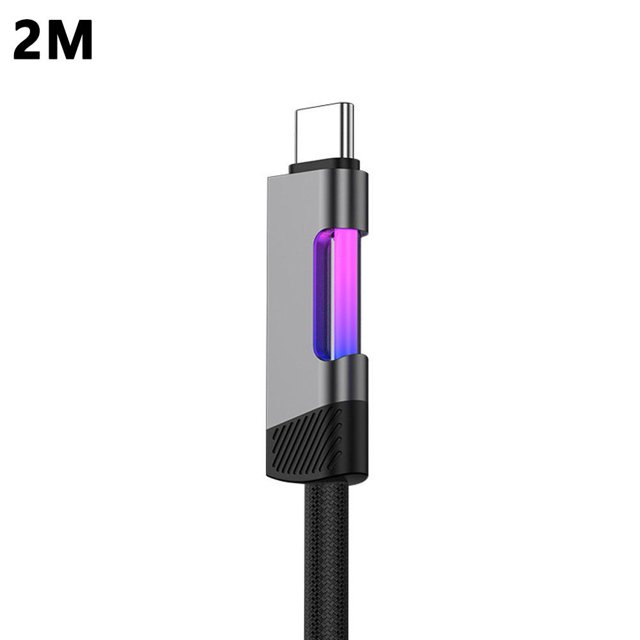 Night Charge Elf USB Cable with RGB Indicator Light 1M/2M Zinc Alloy Braided Wire for Safe Trickle Charging