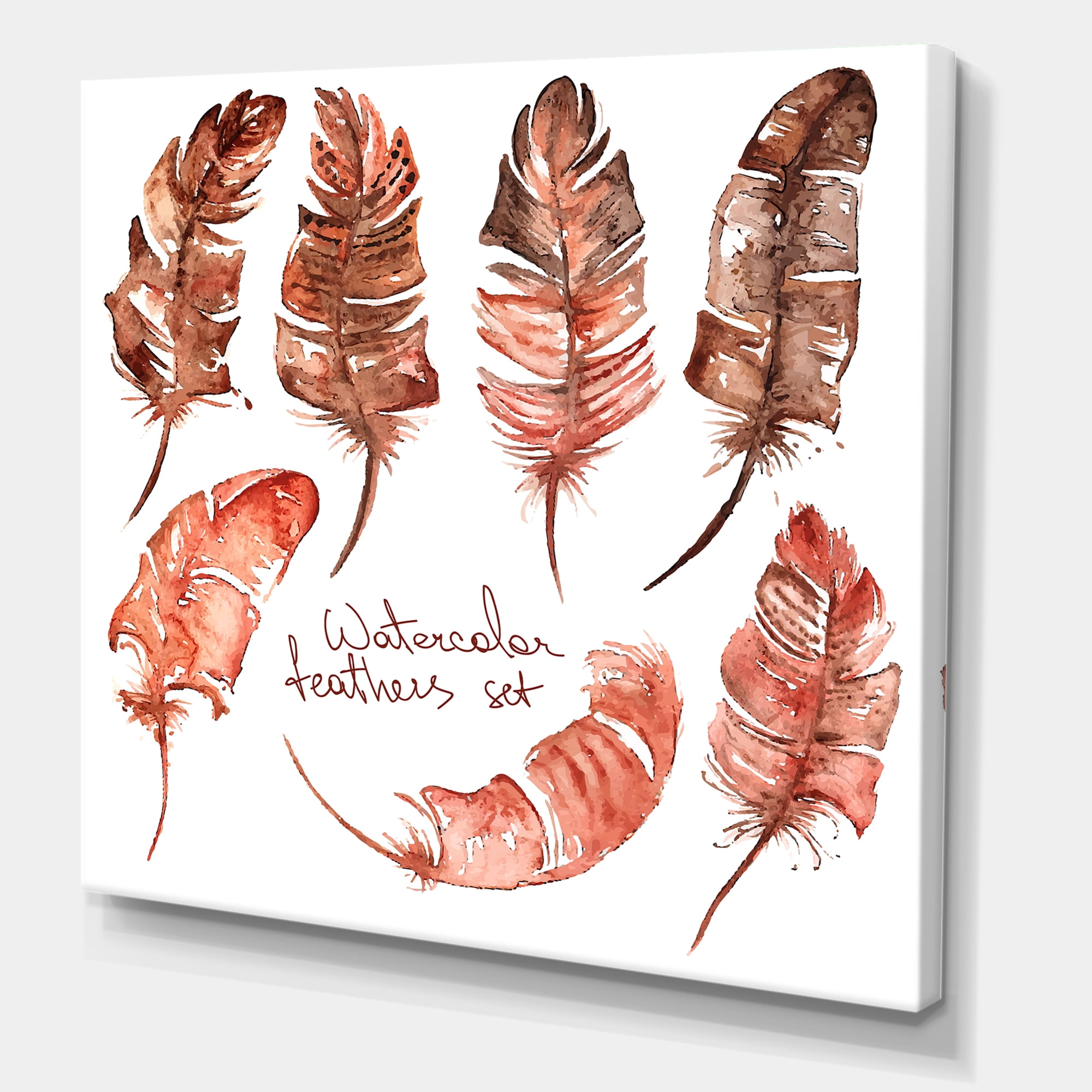 Designart ' Boho Art Feather Icons ' Bohemian & Eclectic Canvas Wall Art Print