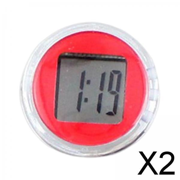 2x Mini Reloj Digital de Motocicleta Sticky On Time Display Reloj de Manillar de Motocicleta Reloj de Esfera Redonda Reloj de Motocicleta para Vehícul 2 piezas