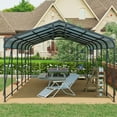 thumbnail image 5 of 12 x 32 FT Heavy Duty Metal Carport – Galvanized Steel Carports Canopy & Frame, All-Weather Portable Car Garage Shelter for Car, Pickup Truck, RV, Boat, and Outdoor Storage (Charcoal), 5 of 7