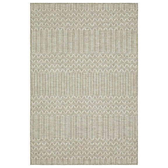 Oriental Weavers Tortuga Indoor/Outdoor Rug - TR09A - 7'10" x 10' - in Beige/ Black - Classic Casual Style, Water, Stain and Fade Resistant, Hose Clean, Patio, Outdoor Living Area Rug