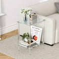 thumbnail image 5 of Tempered Glass Side Tables Set of 2 Acrylic End Table with 2 Storage Shelve transparent Bedside simplicity clear 2-Tier Nightstands small Spaces Office Bedroom Living Room Study Transparent, 5 of 16
