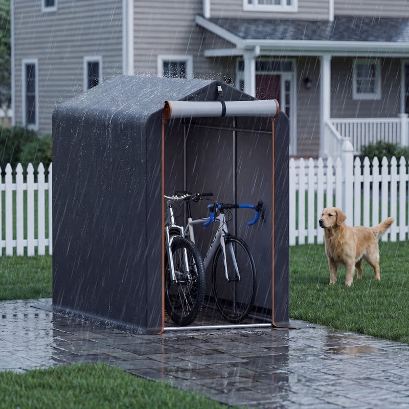 Homall Outdoor Storage Shed 3x6x5 ft Metal Carport with Durable Oxford Fabric Cover and Roll-Up Zipper Door, Waterproof UV Resistant Outdoor Storage shelter for Bike, Motorcycle, Garden Tools, Black