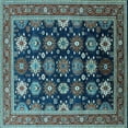 thumbnail image 1 of Ahgly Company Indoor Square Oriental Light Blue Industrial Area Rugs, 4' Square, 1 of 4