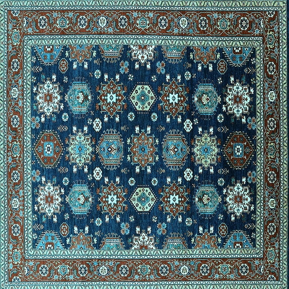 Ahgly Company Indoor Square Oriental Light Blue Industrial Area Rugs, 4' Square