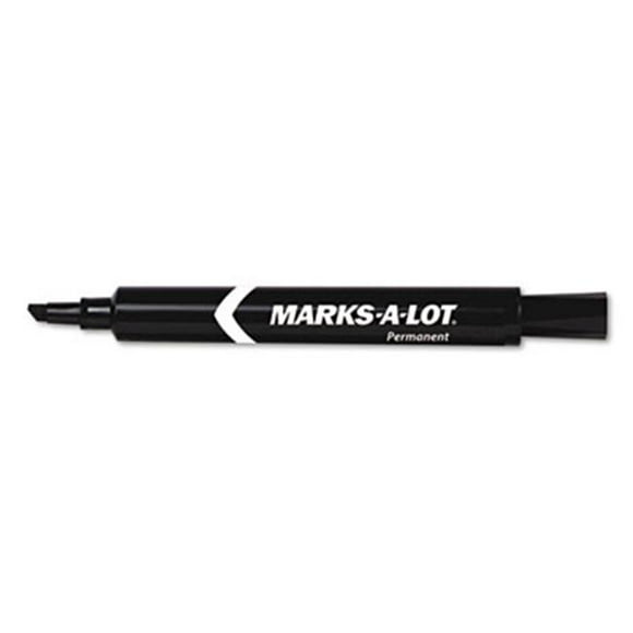 Marks-A-Lot Marqueur Permanent Grande Pointe Biseautée Douzaine Noire