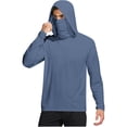 thumbnail image 2 of LEKWK Mens Hooded Sun Protection Shirt with Face Cover Lightweight Long Sleeve Breathable Quick Dry Fishing Tops Hiking Workout Athletic Outdoor Shirts Tees Navy M, 2 of 7