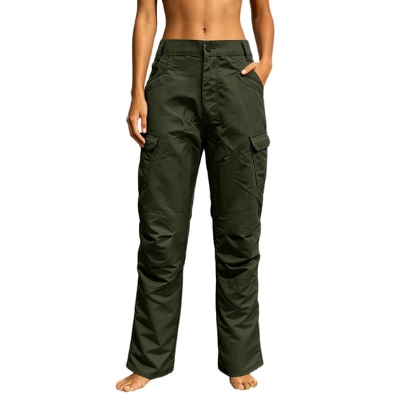 Aimik Women's High Waist Cargo Hiking Pant Durable Multi-Pocket Trousers for Outdoor Activities Functional Straight Leg Bottoms