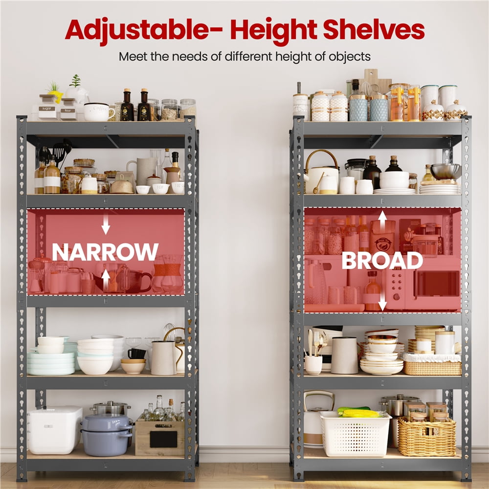 Yaheetech 5 Tiers Boltless Storage Shelf Goods Rack for Home Warehouse, Dark Gray