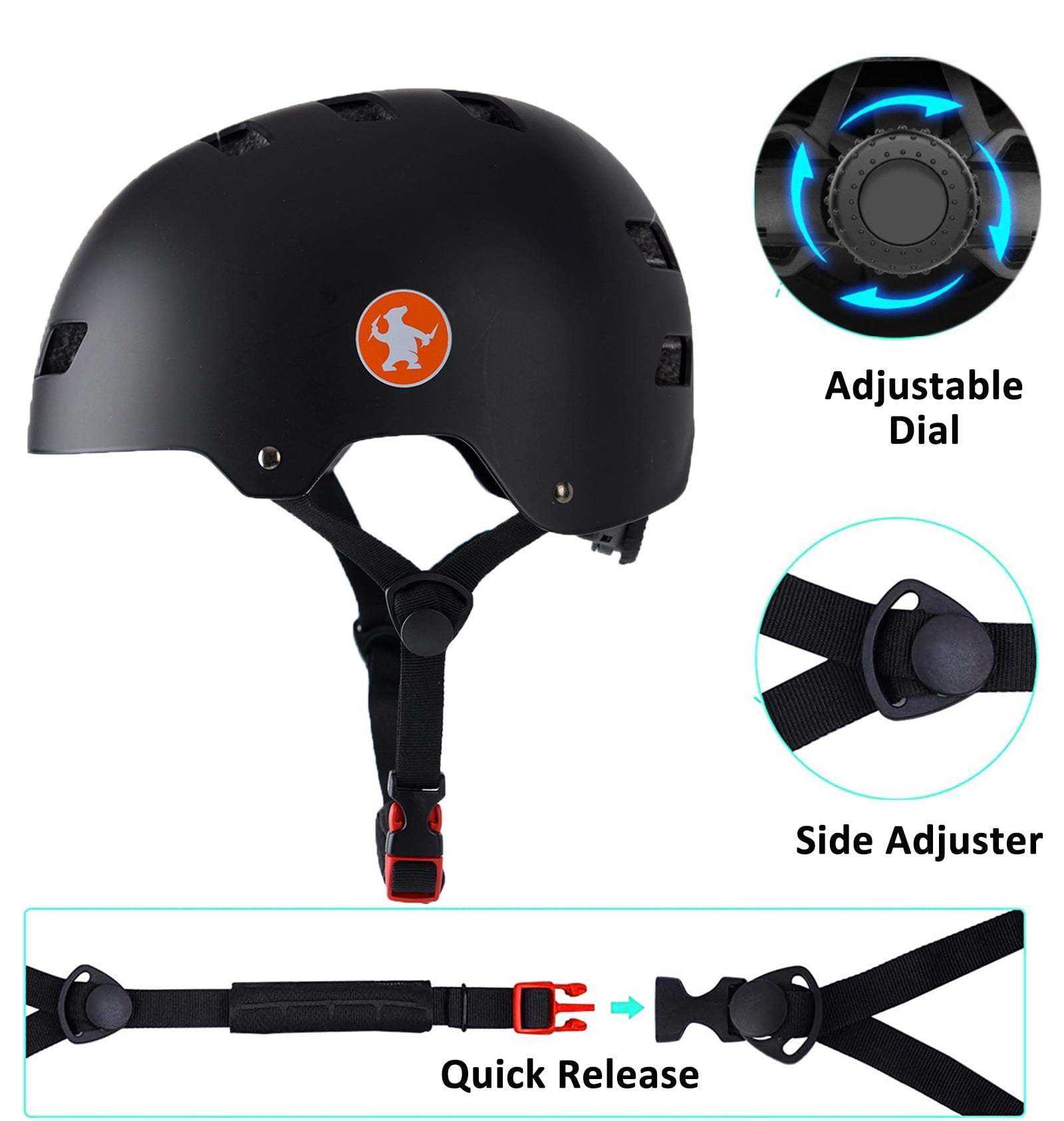 Rongbenyuan Adult Men Bike Helmet with Carry Bag,Multi-Sport for Scooter Skating Rollerblading, Black(59-62cm)