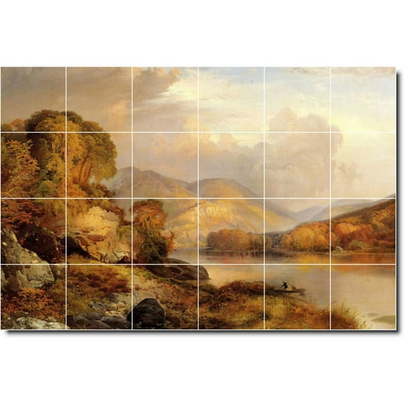 Ceramic Tile Mural-Thomas Moran Landscapes Painting 526. 25.5" w x 17" h using (24) 4.25 x 4.25 ceramic tiles