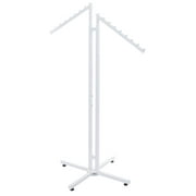SSWBasics White 2-Way Clothing Display Rack - Sleek Retail Clothing Rack with Slant Arms
