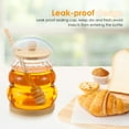 thumbnail image 5 of Austok 2Pcs Glass Honey Jar with Dipper Honey Pot with Dipper and Lid 15oz Jam Container Set with Wood Base and Lid Syrup Dispenser for Chocolate Syrup for Home Kitchen, 5 of 9