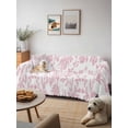 thumbnail image 6 of Pink Flower Couch Cover for 2 Cushion Sofa, Vintage Farmhouse Boho Leaf Spring Solid Washable Loveseat Sofa Covers Slipcover for Sectional Sofas L-Shaped, Couch Throw Cover 71"x118", 6 of 9
