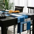 thumbnail image 4 of Blue Black Geometric Cotton Linen Table Runner 16 x 72 inch Modern White Blue Abstract Art Non-slip Rectangular Dining Table Decor for Wedding Party Holiday Dinner, 4 of 8