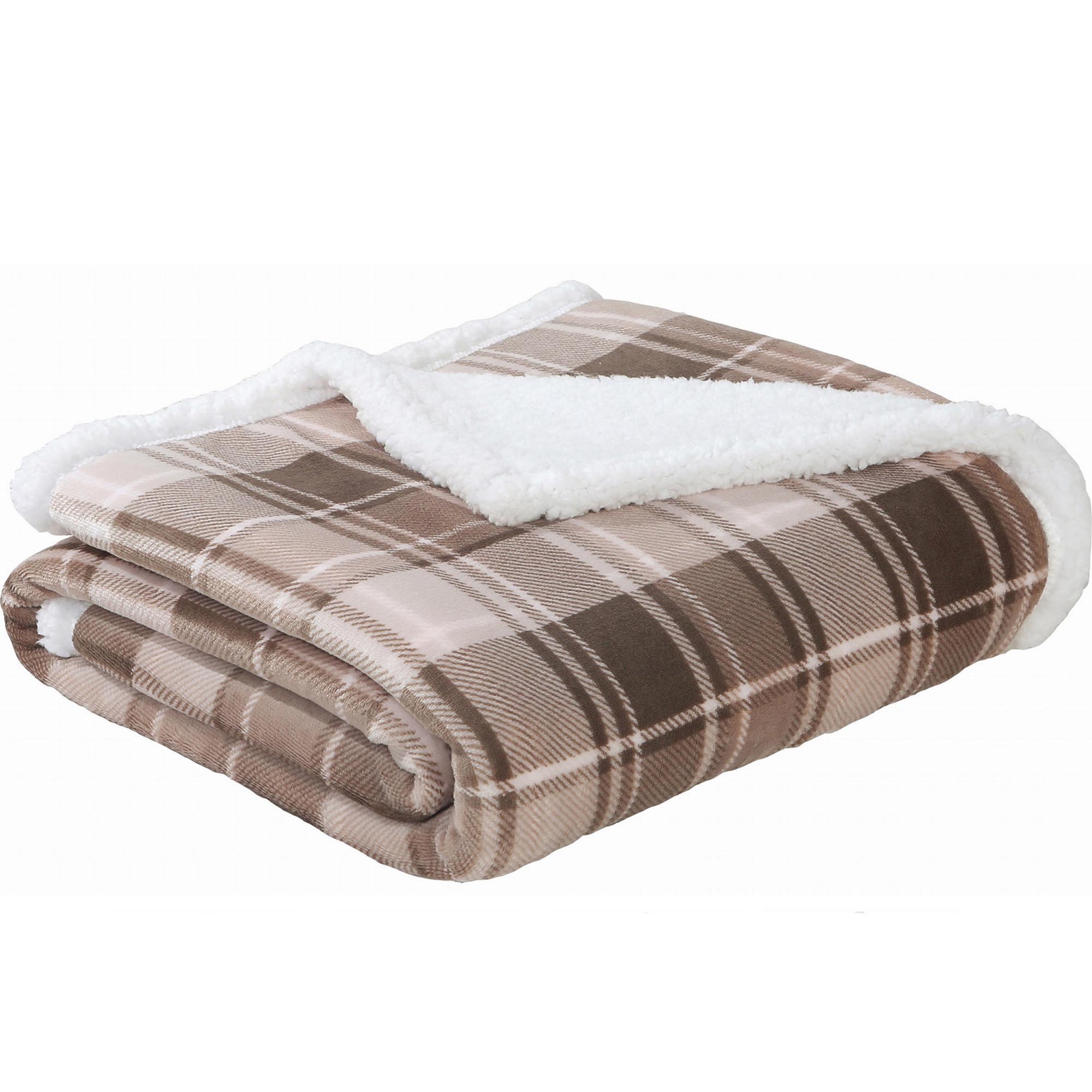 50"x60"Plaid Flannel Sherpa Throw Blanket