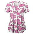 thumbnail image 5 of felwors Printed Scrub Tops Women V Neck Short Sleeve Plus Size Scrubs for Womens Nursing Uniforms Shirts with Pockets (Pink, L), 5 of 5