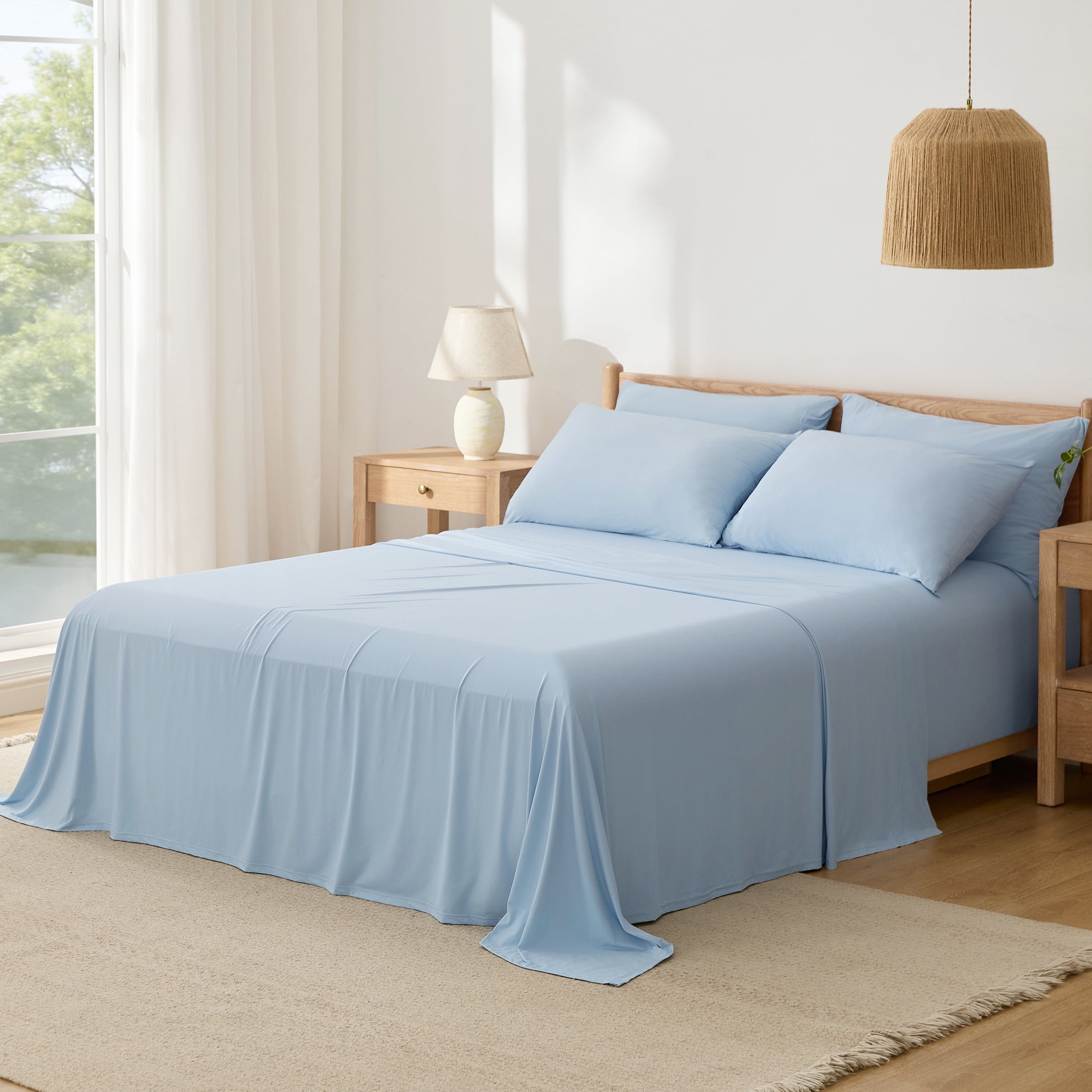 Breescape Essentials 4-Piece  B-Cool Cooling Bed Sheets Set, Blue, King