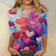 thumbnail image 6 of ChaoHeng 3/4 Length Sleeve Womens Tops Women's Valentine's Day 3/4 Sleeve T-Shirt,Holiday Print Relaxed Casual Tee, 6 of 6