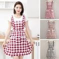 thumbnail image 2 of Hloma Sleeveless Baking Apron Plaid Print Lace Decor Short Double Layer Anti-oil Unisex Double Pockets Kitchen Apron for Bakery, 2 of 7
