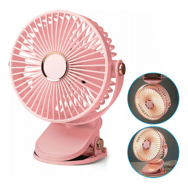 Ventilador De Escritorio Con Luz 5velocidades Diámetro 15cm Xtellar rosa