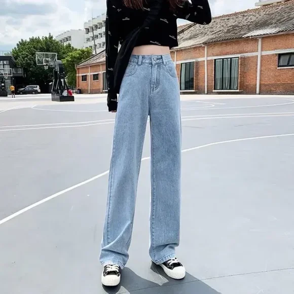 JNCO New Vintage Jeans High Street Hip-Hop Pocket Loose Wide-Leg Pants Y2K Retro Harajuku Gothic High Waist Women Denim Trousers LS