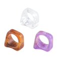 thumbnail image 1 of Geométricos Gruesos Coloridos Con Diseño De Mármol, Anillos Acrílicos, Regalo De Joyería Para Mujeres Y Niñas 3 Anillos Sweethay AP005613-00, 1 of 6