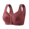 thumbnail image 3 of Lixiuxyad Front Closure Bras For Plus Size Wireless Comfort Demi Cup Lightweight Everyday T Shirt Bra With Support And Lift,Bras for Women Red 3XL, 3 of 3