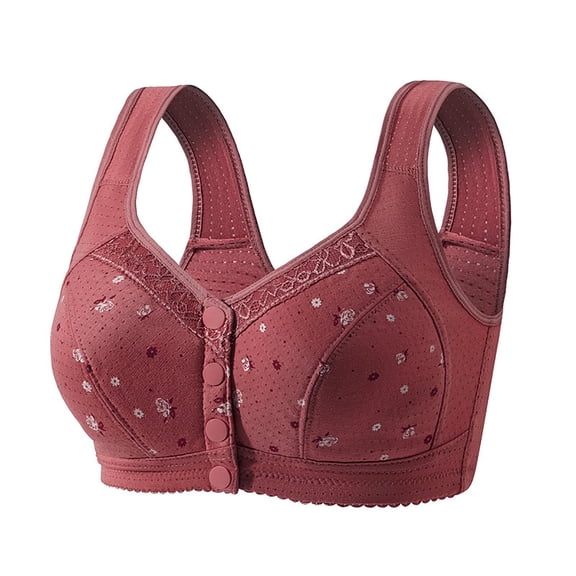 IWRICH Front Closure Bras for Seniors Women Snap Soft Wireless Bra Plus Size Full Coverage Breathable Bralettes 5XL