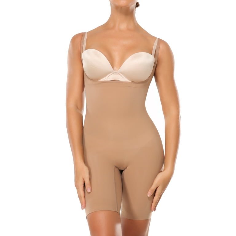 VASLANDA Women Seamless Target Firm Tummy Control Waist Trainer Shapewear Bodysuit Bust Mid-Thigh Full Body Shaper for Dresses Walmart.com