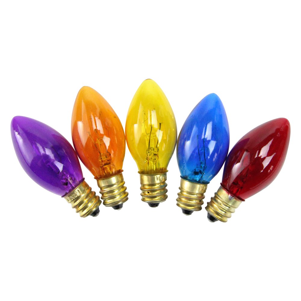 Pack of 25 Transparent C7 MultiColor Christmas Replacement Bulbs