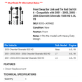 thumbnail image 2 of Front Sway Bar Link and Tie Rod End Kit 6 - Compatible with 2001 - 2003, 2005 - 2006 Chevrolet Silverado 1500 HD 6.0L V8 - Autopart Premium, 2 of 2