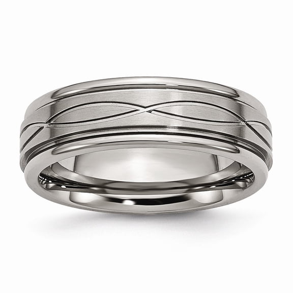 Titanium Criss-Cross Design 7mm Satin Band Ring - Size 11