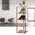 thumbnail image 3 of MoNiBloom Bamboo 5 Tiers 5 Pairs Adjustable Shoes Rack, Storage Stand, Brown, for Entryway, 3 of 11