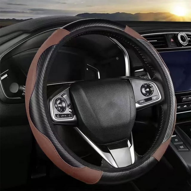 Universal Anti-Slip Steering Wheel Cover - Breathable Microfiber PU Leather Auto Interior Protector - All-Season Car Wheel Grip for Comfort