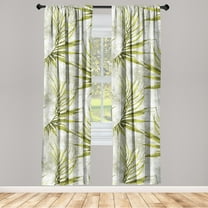 Tropical Window Curtains, Repetitive Exotic Palm Leaves Pattern Grungy Watercolor Illustration, Lightweight Decor 2-Panel Set with Rod Pocket, Pair of - 28"x63", Yellow Green Pale Grey, by Ambesonne